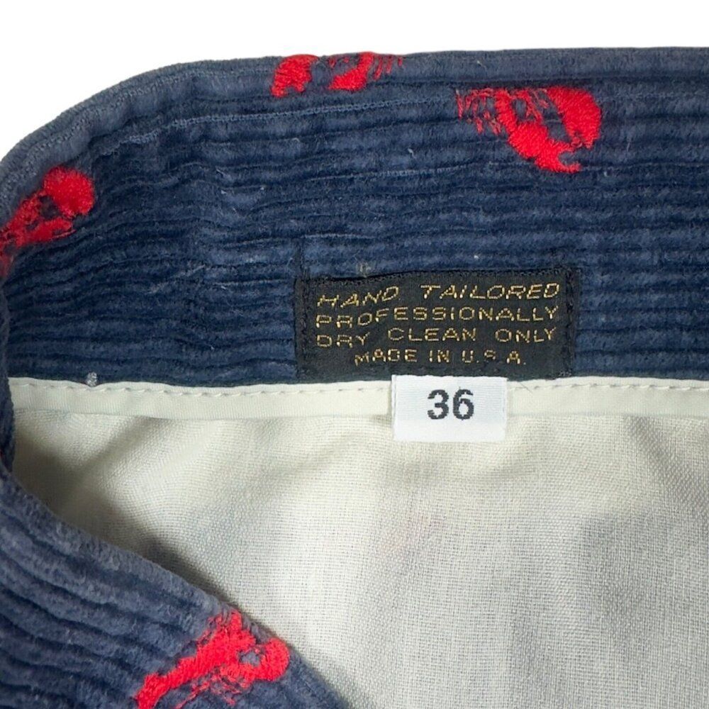 Hand Tailored 80s Lobster All Over Print Blue Corduroy Men's 36‎ - Picture 3 of 10
